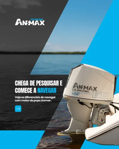 Motor Anmax 60HP 4Tempos c/ Manche - Motor Novo