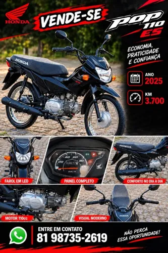 ? HONDA POP 110 2025 - APENAS 3.700 KM RODADOS!