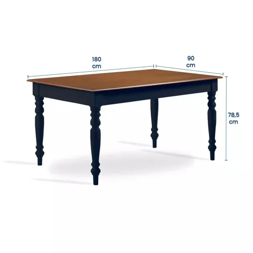 Mesa para Sala de Jantar Retangular 180 cm com Pés Torneados 917 Linz Móveis