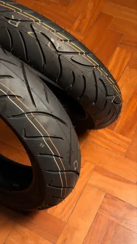 2 Pneus Dunlop 120/70-15 + 140/70-14 - ZERO KM!