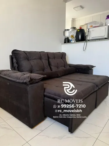 Sofá Retrátil e Reclinável 2m pillow 16cm  - estofamento veludo macio - Melhor Preco
