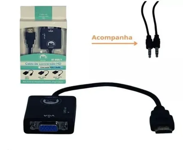 Adaptador de hdmi para vga com saída de áudio p2 - Bairro Vale do Ipê