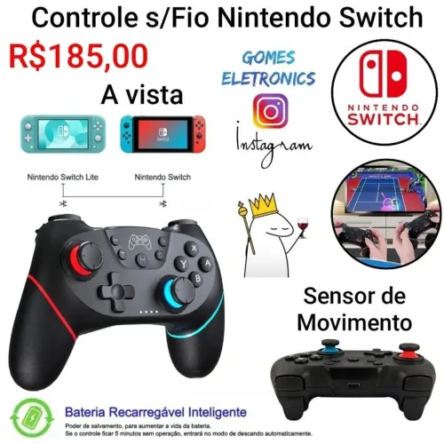 Controle para nintendo Switch e Nintendo Lite - Recarregável (Loja fisica)