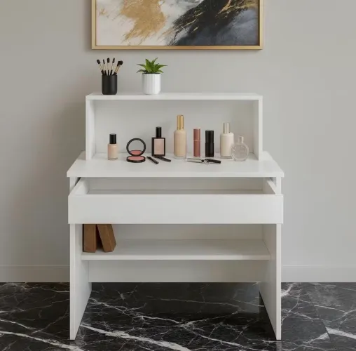 Balcão de Atendimento e Recepção com Prateleira Organizadora - Branco ou Preto