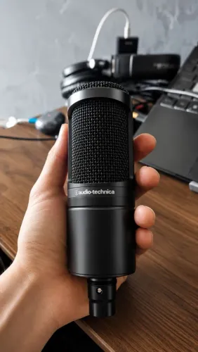 Microfone Audio-technica at2020 XLR + Cabo xlr Santo Ângelo Ninja 3 mts + Antipuff 