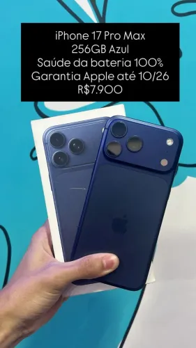 Seminovo: iPhone 17 Pro Max 256GB / Azul / Saude de Bateria 100% / Garantia 10/26 - Loja