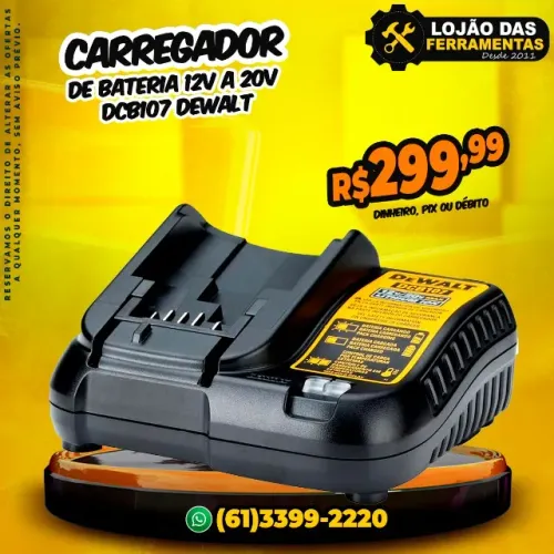 Carregador de Bateria 12V a 20V DCB107 Dewalt