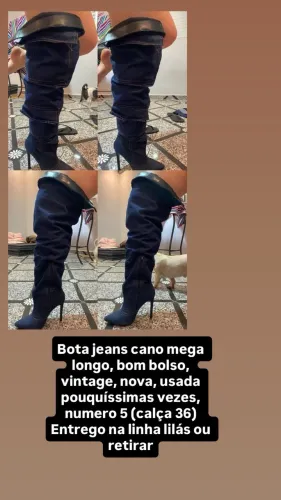 Bota Jeans cano longo