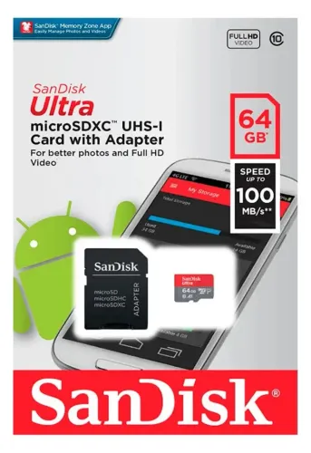 CARTAO DE MEMORIA MICRO SD 64GB COM ADAPTADOR SCANDISK
