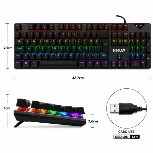 Teclado Gamer Rgb Knup Kp-tm010 107 Teclas