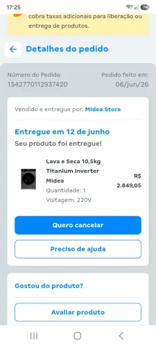 Máquina lava e seca 10,5kg midea