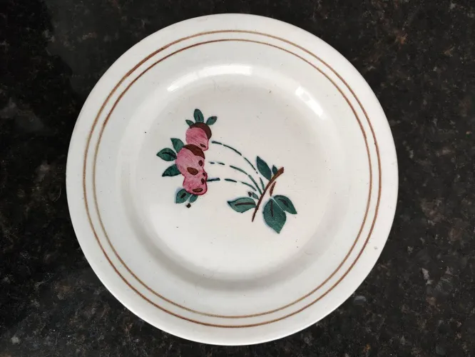 Prato de Sobremesa Antigo Anos 50 Cerâmica Pintada à mão (18 cm)