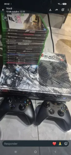 Xbox one 2 controles 16 jogos todos acessórios originais