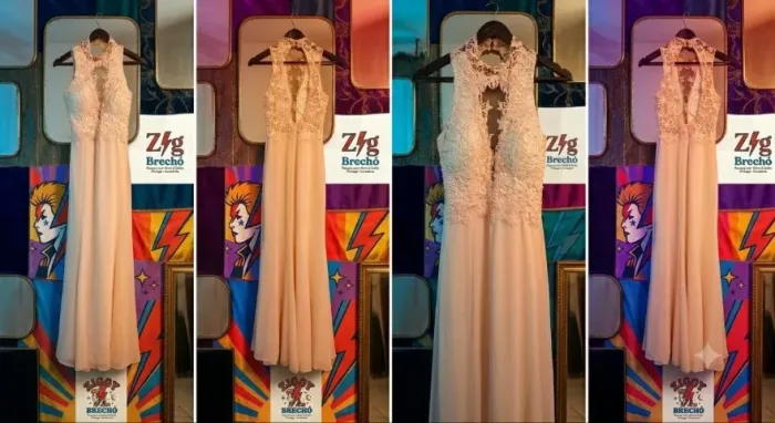 Vestido de festa longo cor rosa bebê