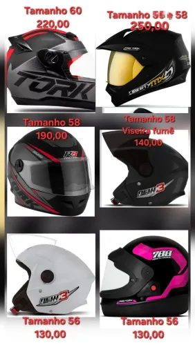 Capacetes novos lacrados. Entrega p/toda a cidade c/taxa.