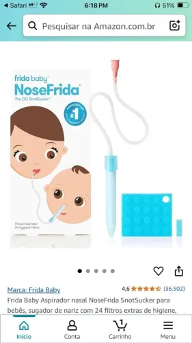 Frida baby, para limpar nariz de bebe com sucção