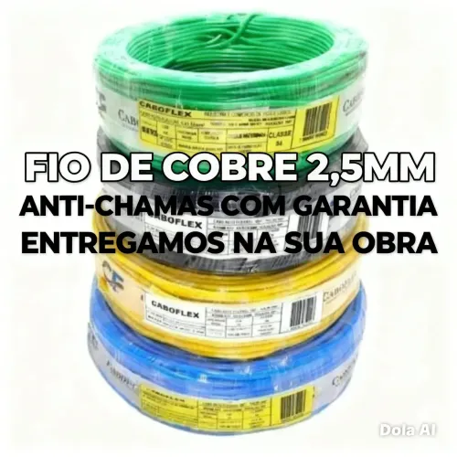 Fio de cobre 2,5 MM anti chamas 100 m