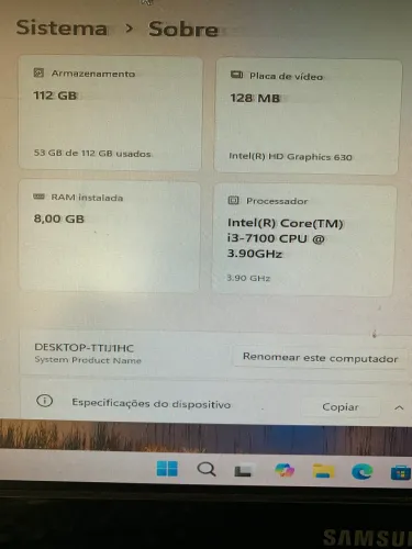 Cpu i3 7? geração 8gb ssd 120gb