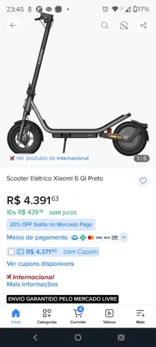 Vendo patinete scuter chaione 6 com amortecedor dianteiro e traseiro rodas 12polegadas