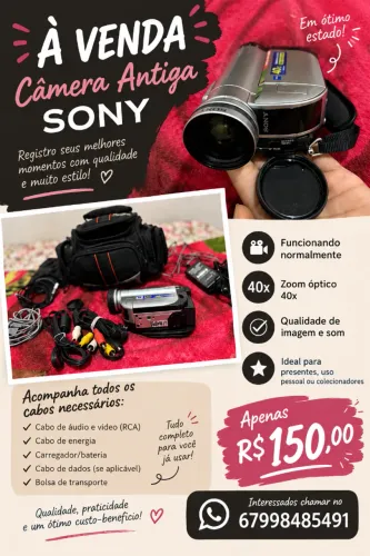 Câmera Filmadora Sony Handycam 40x - Completa e Funcionando