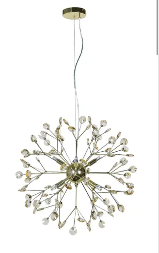Lustre Spring 6xg9 30w 53x53 cm dourado cabo 1,50cm