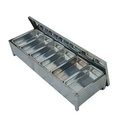 Condimentadora Porta Temperos 6 Cubas 1 Tampa Inox Profissional