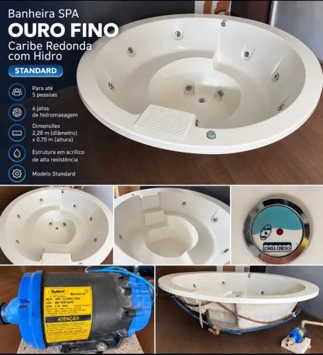 Banheira SPA Ouro Fino Caribe Redonda com Hidromassagem 5 Pessoas