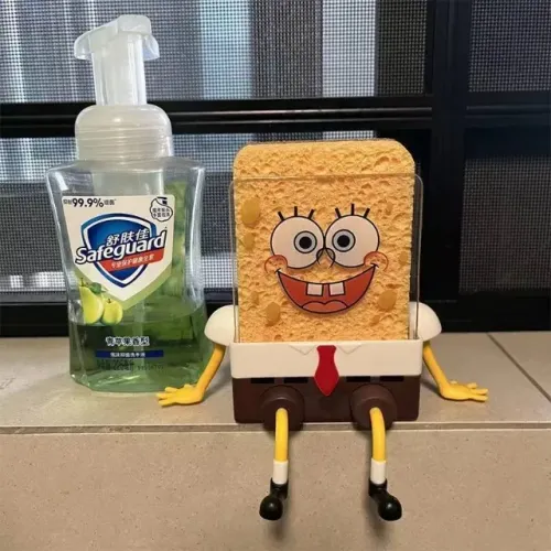 Achadinho da Shopee! Suporte de Drenagem Bob Esponja - Organizador Divertido para Cozinha
