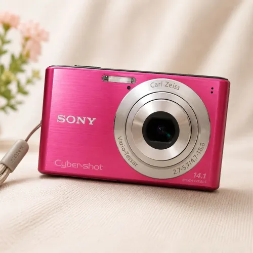 Câmera Digital Sony Cyber-shot DSC-W530 Rosa 14.1MP Zoom Óptico 4x Carl Zeiss