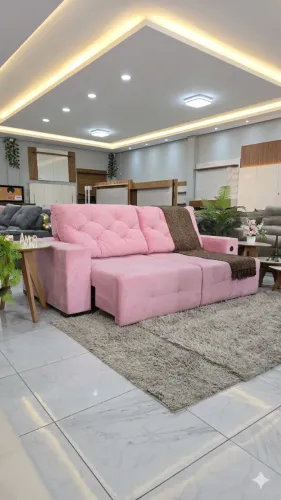 Sofa retrátil e reclinável com molas e usb