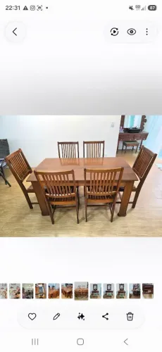 Conjunto de mesa com 6 cadeiras, de madeira excelente para sua sala de jantar ou cozinha 