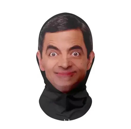 Máscara Balaclava 3D Mr Bean Engraçada Rosto Completo