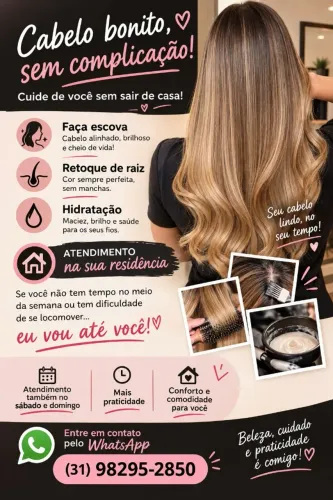 Escovo cabelo na sua residência 