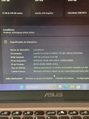 Notebook Asus VivoBook X515JA
