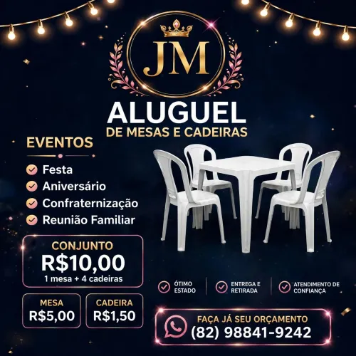 Aluguel de mesas e cadeiras