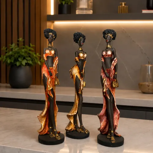 Escultura Africana Black Moderna Decorativa 