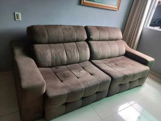 Sofá retrátil 2.58 , 4 lugares,tecido Suede ( serve como uma cama).