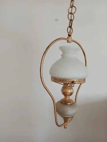LUSTRE PENDENTE - ANTIGO - CUPULA OPALINO BRANCO