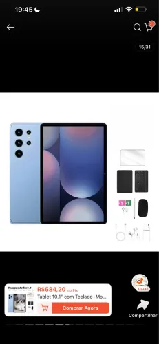 Tablet 10.1? Azul com Teclado+Mouse 6GB RAM 128GB Android 13 Câmera 50MP