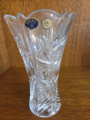 VASO DE CRISTAL BOHEMIA , REPÚBLICA TCHECA , VINTAGE , SEM USO !