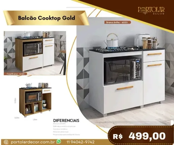 Balcão Cooktop Gold, a pronta entrega