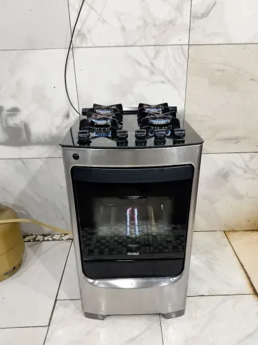 Fogão Cônsul Mesa de Vidro Acendimento Automático Luz no Forno INOX ?
