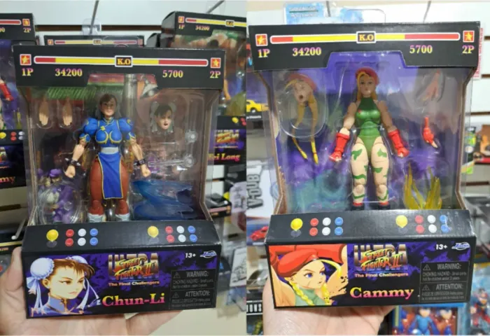 Lote 2 Bonecos Street Fighter II Chun-Li e Cammy 18 Cm Articulados Jada Toys Lacrados