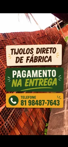 TIJOLO TIJOLOS DE FÁBRICA - PAGUE NA ENTREGA - RECIFE E REGIÃO METROPOLITANA!
