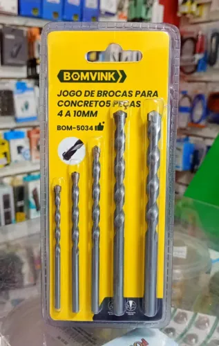 Jogo de Brocas para Concreto 5 Peças 4mm a 10mm - Novo