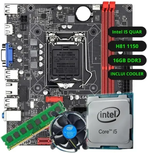 Kit Upgrade Intel Core i5 Quarta Geração Placa Mãe H81 Memória DDR3 16GB