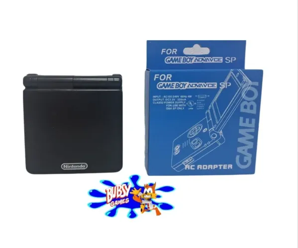 Game Boy Advance SP preto c/ carregador e jogo junto