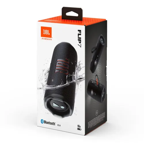 Caixa de Som JBL Flip 7 Preto 35W Bluetooth À Prova D'Água Até 16h de Bateria