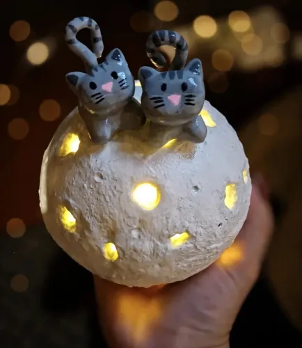 Luminária a Pilha Lua de Gato