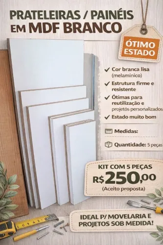 Kit com 5 Peças - MDF Branco | Apenas R$ 250 ?